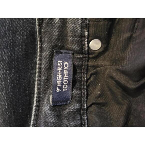 J Crew size 32" Black distressed denim 9" high-rise toothpick jeans - Picture 4 of 6